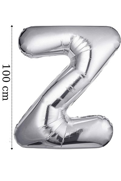 Onay Store Foil Balloon Letter Z Helium Balloon 100 cm Silver Color - Letter Z Balloon - Letter Foil Balloon - Letter Z Balloon