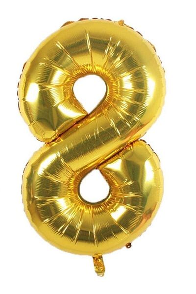 Onay Store Foil Balloon Number 8 Helium Balloon 76 Cm Gold Color - 8 Years Old Balloon - 8 Years Old Balloon -8 Number Balloon