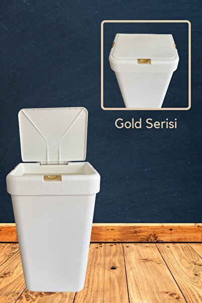 ongu home Gold Tekli Dokunmatik Çamaşır Sepeti Çöp Kovası Temizlik Kovası Kir...
