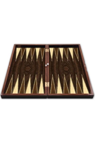 Onay Store Polyester Walnut Veneer - Checkers and Chess Backgammon with Wood and Stone Detail