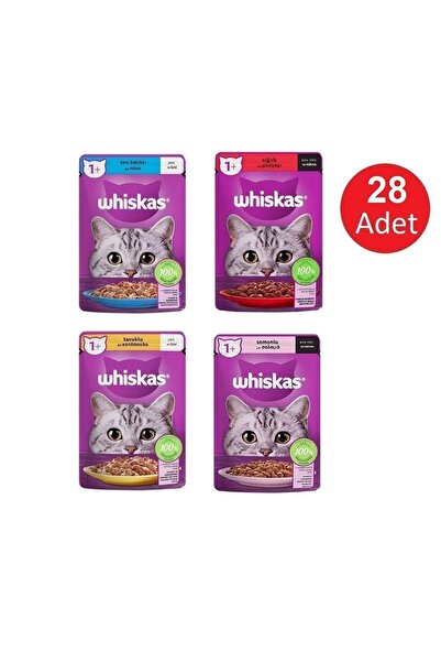 Whiskas Sığır - Tavuk - Somon - Ton Balıklı Karışık Yaş Kedi Maması 28 Adet 85 Gr.