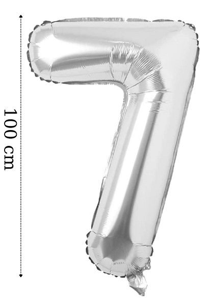 Onay Store Foil Balloon 7 Number Helium Balloon 100 Cm Silver Color - 7 Years Old Balloon - 7 Years Old Balloon -7 Number Balloon