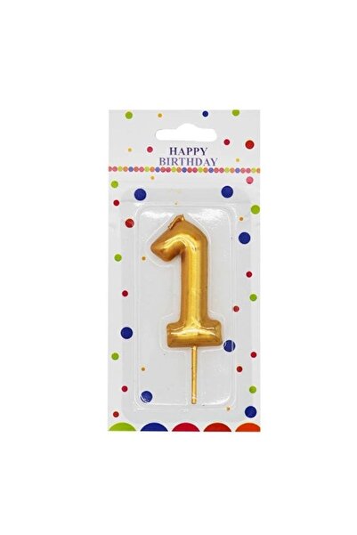 Onay Store 1 Yaş Orta Boy Altın Renk Rakam Mum Parti Malzemesi
