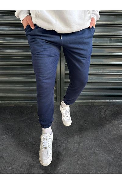 Scrovtie Ανδρικό φούτερ Jogger Oversize Navy Blue με καουτσούκ