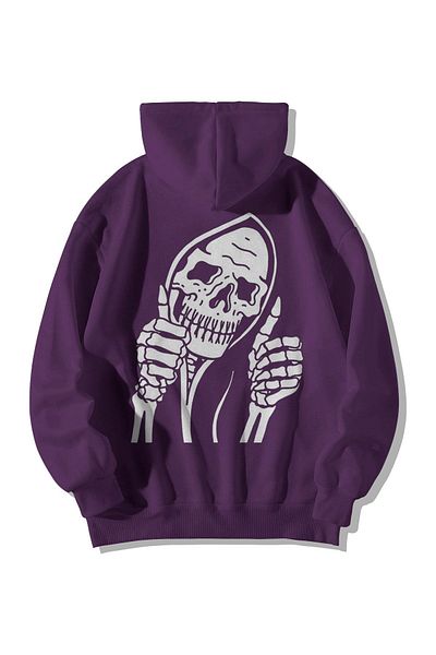 Stadium Unisex Purple Oversize φούτερ με κουκούλα - Kangaroo Pocket, Stay Positive/Test Negative Printed Hoodie