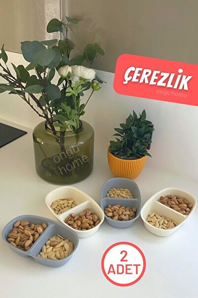 ongu home 2 Bölmeli Çerezlik Kase Sosluk (2 Adet)