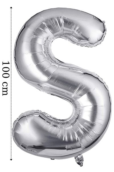 Onay Store Foil Balloon Letter S Helium Balloon 100 Cm Silver Color - Letter S Balloon - Letter Foil Balloon - Letter S Balloon