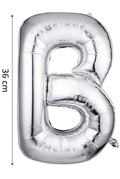 Onay Store Folyo Balon B Harfi Helyum Balon 36 Cm Gümüş Renk - B Harf Balon -...