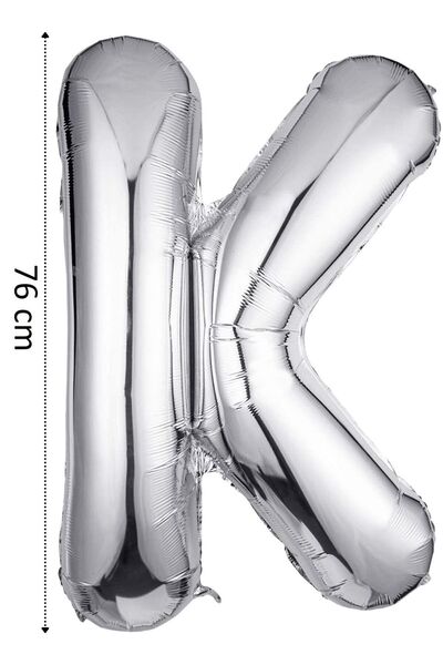 Onay Store بالون فويل حرف K بالون هيليوم 76 سم لون فضي - بالون حرف K - بالون ...