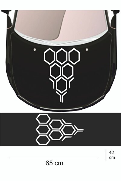 EYBA STİCKER Sticker 65x42 Cm - Yeni Trend - Bal Peteği Kaput Oto Sticker - A...