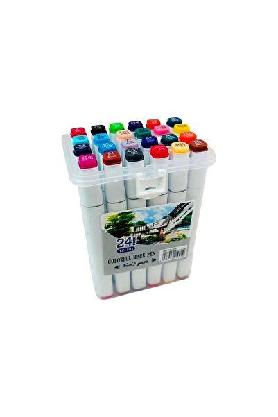 KİTABADAİR Çift Taraflı Touch Marker Kalem 24'lü Set Çantalı