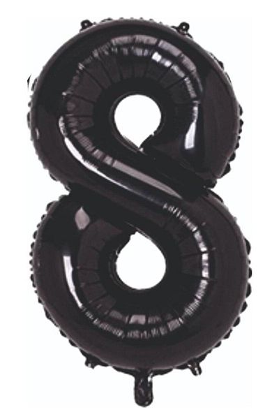 Onay Store Foil Balloon Number 8 Helium Balloon 100 Cm Black Color -8 Years Balloon- Birthday Party Set Supplies