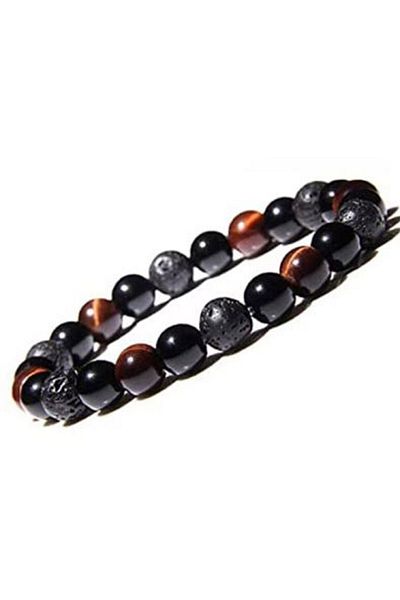 eHediyecim 3-Piece Protection Energy Bracelet - Onyx & Turns & Lav & Hematite Natural Stone