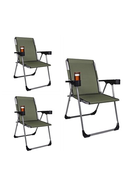 ALİN METAL Kamp 3''lü 140 Kg Taşima Kapasiteli Lüks Bardaklıklı Kamp & Piknik...