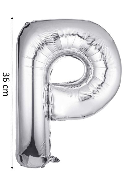 Onay Store Folyo Balon P Harfi Helyum Balon 36 Cm Gümüş Renk - P Harf Balon - Harf Folyo Balon - P Harfli Balon