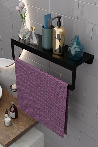 risingmaber Metal Siyah Havlu Askısı, Mutfak Banyo Raflı Havluluk, Metal Rafl...