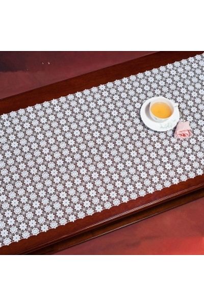 Style Capac pentru raft din PVC din dantela / Raft pentru dulap antiderapant si capac pentru sertar / Latime: 50 Cm X 5 Mt. alb