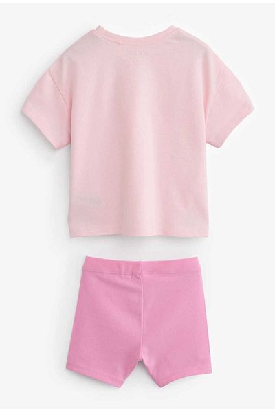 Next Baby Pink Fairy Girl Patterned Cotton Short Sleeve Tights Set