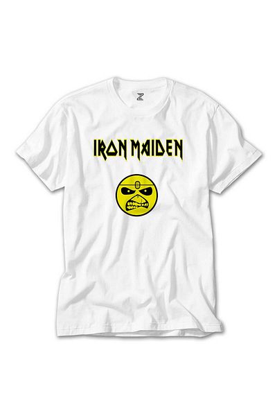 Z zepplin Λευκό T-Shirt Iron Maiden - Μοτίβο προσώπου