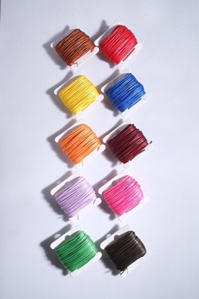 Eskişehir hobi sanat 10 Metre 10 Renk 1mm Mumlu Ip (toplam 100 Metre) Makrome Bileklik Kolye Takı Tasarım Saraç Ipi