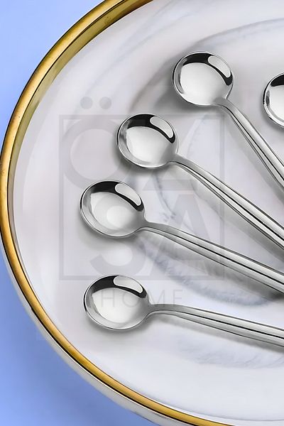 ÖzSa Home 6 Lux Stainless Steel Teaspoons - Round, 13 cm Presentation