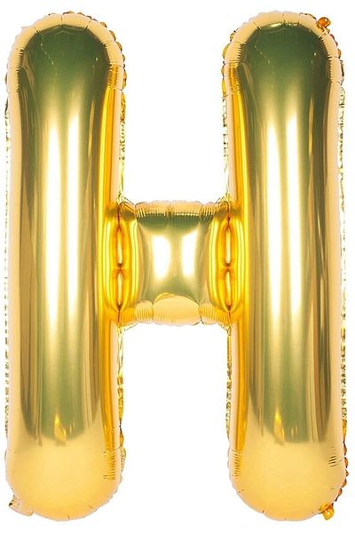 AsyaDesing Foil Balloon Letter H Helium Balloon 100 Cm Gold Color - Letter H Balloon - Letter H Balloon