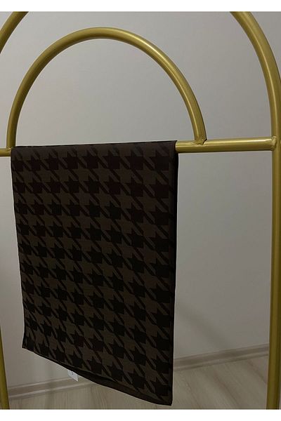 ARMANDA Italian Jacquard Houndstooth Pattern Shawl Bitter Brown