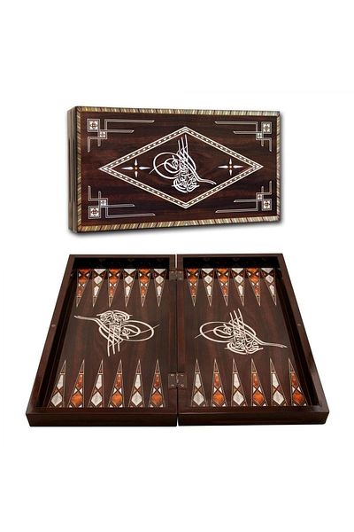 Star Oyun Star Brand Antique Mother of Pearl Ottoman Tower Large Size Backgammon-Anti-Scratch and Weather-Free Floor