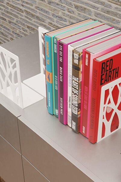 risingmaber Ağaç Desenli Beyaz Metal Kitap Tutucu, Metal Kitap Desteği , (İkili Set)MK8B
