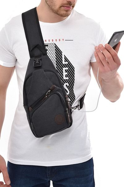 Av A Dos Unisex Canvas USB Ear Bodybag - Αδιάβροχο, Σταυρός ιμάντας, Τσάντα στήθους και μέσης