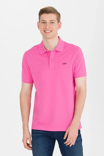U.S. Polo Assn. Ανδρικό μπλουζάκι με λαιμόκοψη σε ροζ Basic Polo