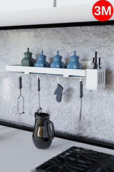 risingmaber Yapışkanlı Beyaz Mutfak Düzenleyici Banyo Düzenleyici Ve Askı Kan...