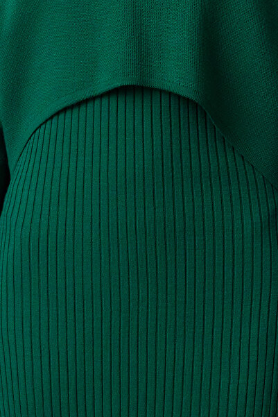 Trendyol Collection Πράσινο Midi Knitwear Μακρύ Πουλόβερ-Φόρεμα Σετ TWOAW25EL00060