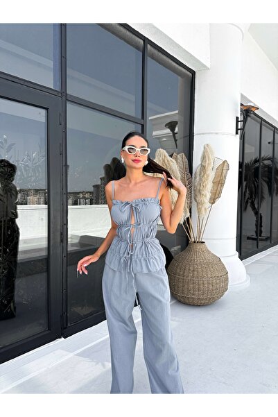 ESRAHELVACI Лляний костюм на бретелях з деталями для мішків