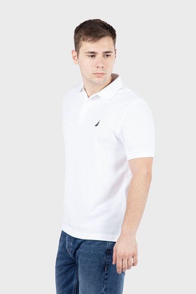 Nautica Men's Polo Neck White T-Shirt - KR2826