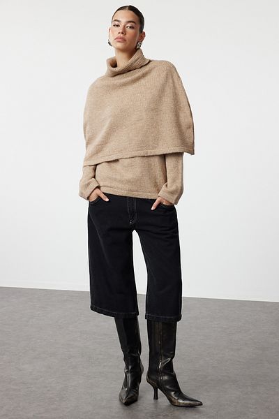 Trendyol Collection Svetr z jemného norkového úpletu – pončo, TWOAW25KZ00161