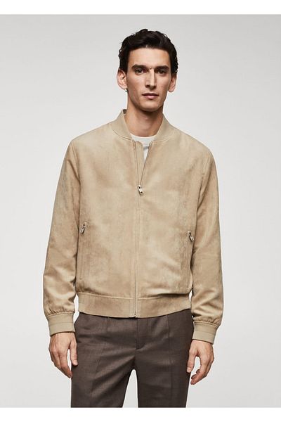 MANGO Man Suede Bomber Jacket - Looking Design