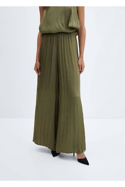 MANGO Woman Wide Leg Pleated Trousers