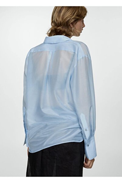 MANGO Woman Oversize ipek pamuklu gömlek