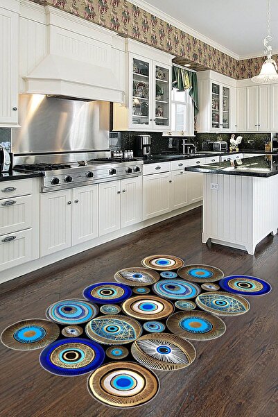 CAPPİO HALI Dijital Baskılı Makinada yıkanabilir Oval Salon Halısı Mutfak Hal...