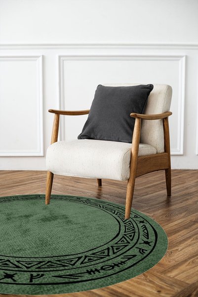 CAPPİO HALI Dijital Baskılı Makinada yıkanabilir Salon Halısı Mutfak Halısı Yuvarlak Halı - CP1856-1