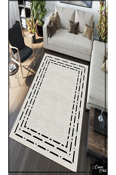 CAPPİO HALI Zigzag Şerit Desenli Halı (makinada Yıkanabilir Kaymaz Dot Taban)...