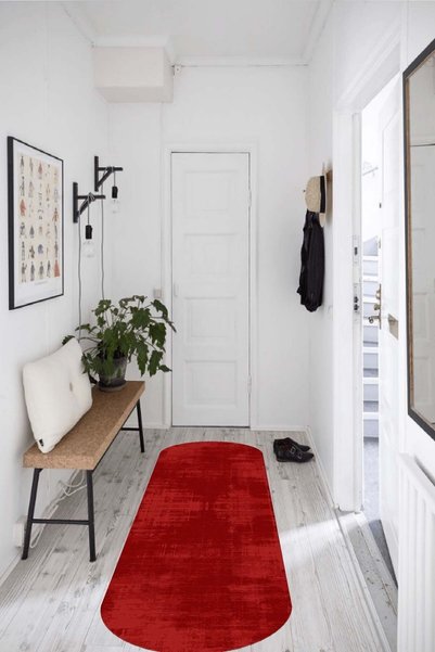 ESTA HALI Kırmızı Eskitme Oval Halı - Cp534