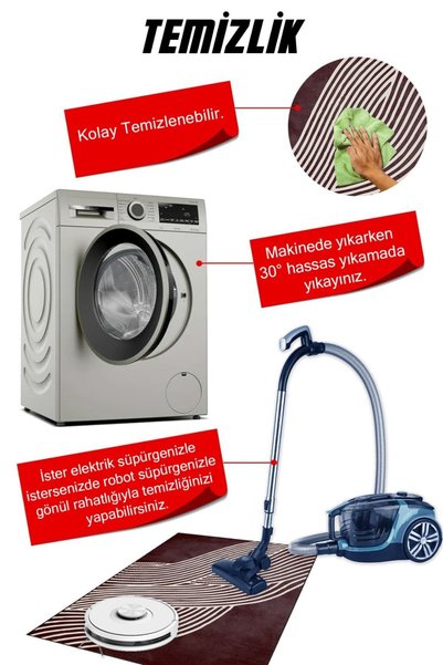 CAPPİO HALI Dijital Baskılı Makinada Yıkanabilir Salon Halısı Mutfak Halısı Yuvarlak Halı - Cp1684-1