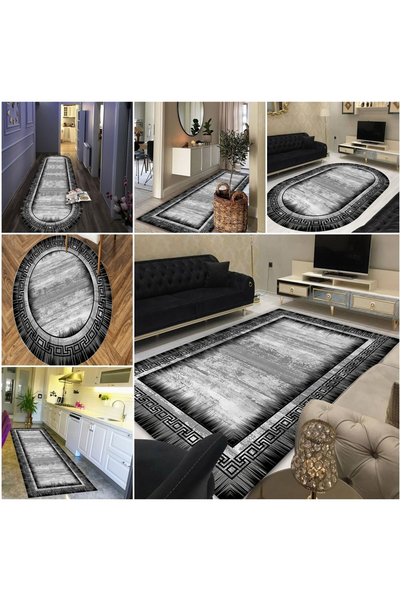 CAPPİO HALI Dijital Baskılı Makinada yıkanabilir Salon Halısı Mutfak Halısı Yuvarlak Halı - CP1820-1