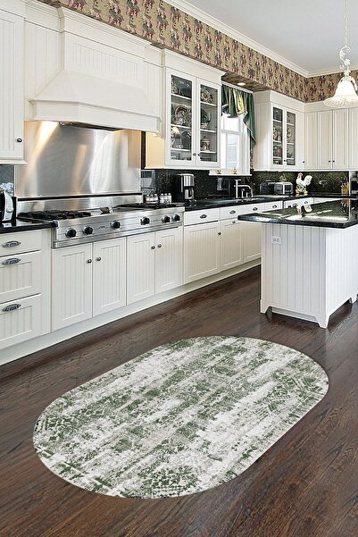 CAPPİO HALI Dijital Baskılı Makinada yıkanabilir Oval Salon Halısı Mutfak Hal...