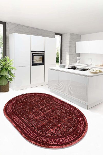 CAPPİO HALI Dijital Baskılı Makinada yıkanabilir Oval Salon Halısı Mutfak Hal...