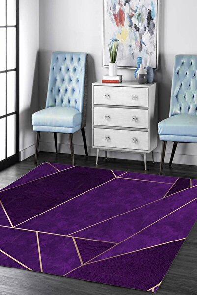 CAPPİO HALI Gold Prizma Desenli Mor Halı (Makinada Yıkanabilir) - CP180
