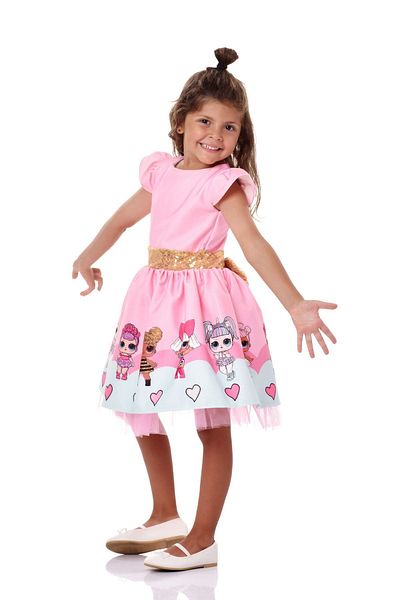 EYLÜL ELİF BUTİK Rochie roz pentru fetiță Lol Doll