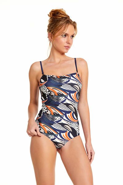 Argento Strapless Patterned Swimsuit